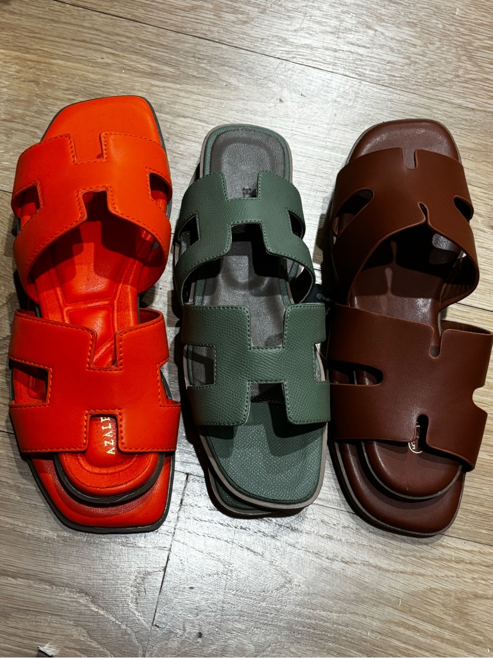 H Style Slide Sandals Bundle 3 Pairs Size 7.5–8 / 39 New Orange Green Brown